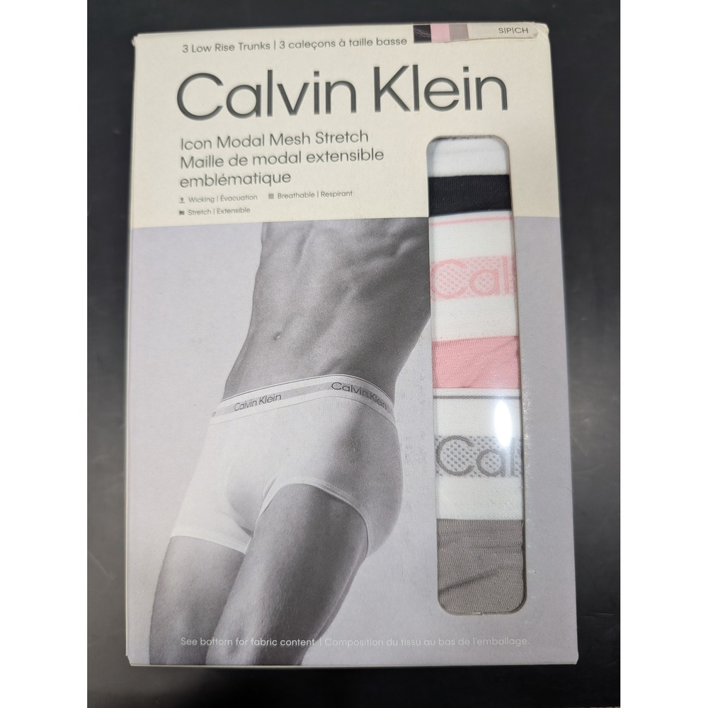 Calvin Klein Icon Modal Mesh Stretch Low Rise Trunks 3-Pack Mens Small NB3956670